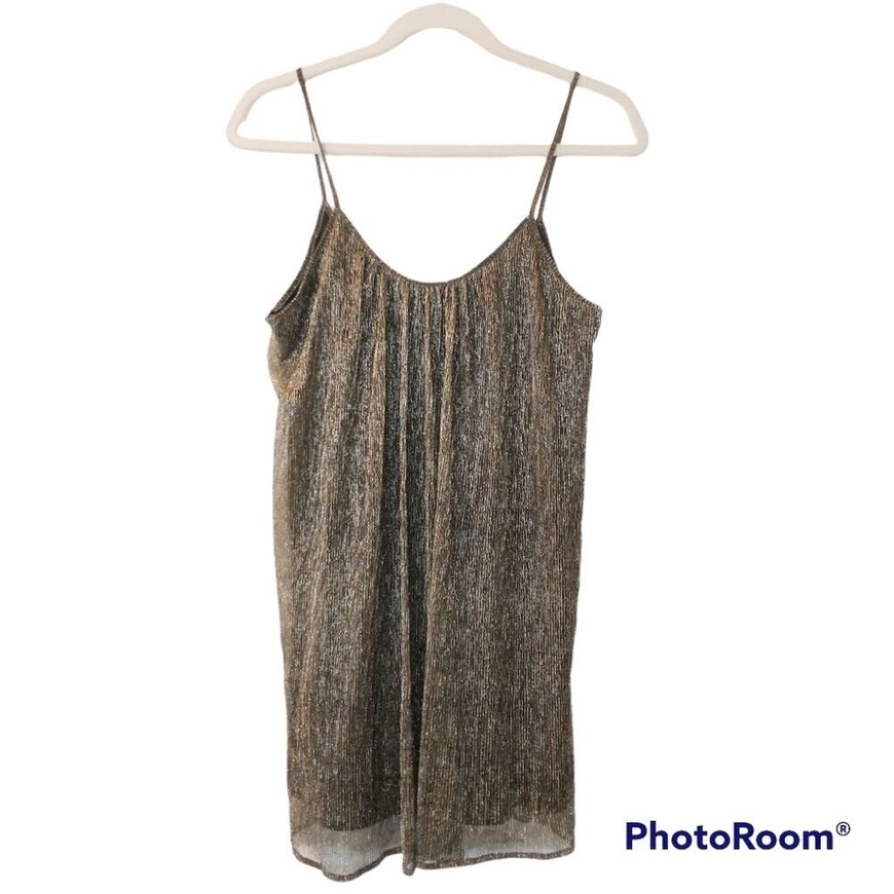 Women's Paper Crane Metallic Mini Sleeveless Dress Size Small